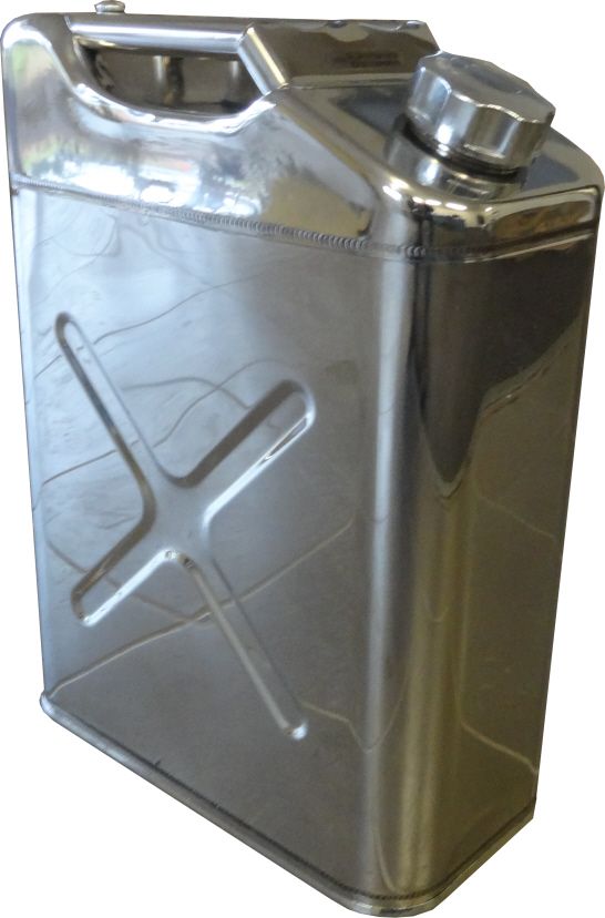 POLISHED STAINLESS STEEL JERRY CAN FUEL CONTAINER